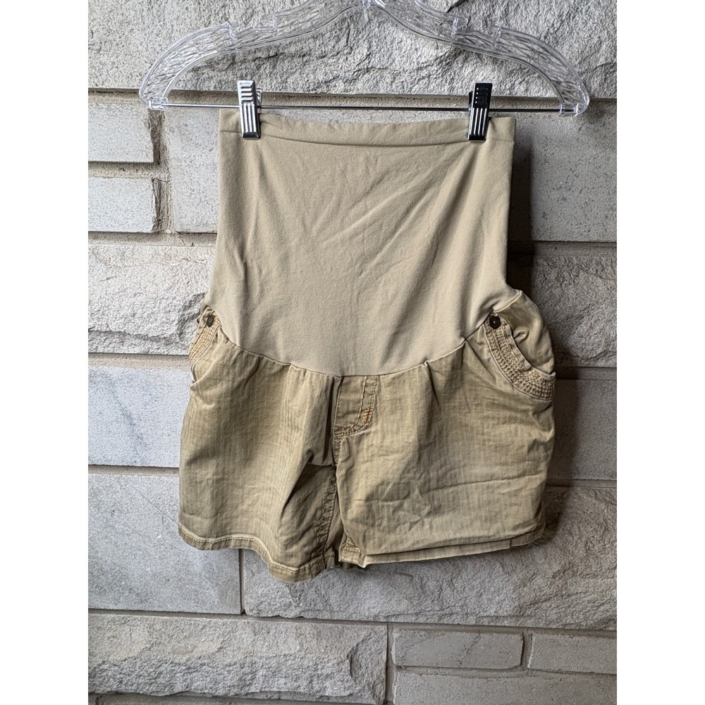 WallFlower Maternity Shorts Khaki Tan Over the Belly Cargo Pockets Size Medium‎
